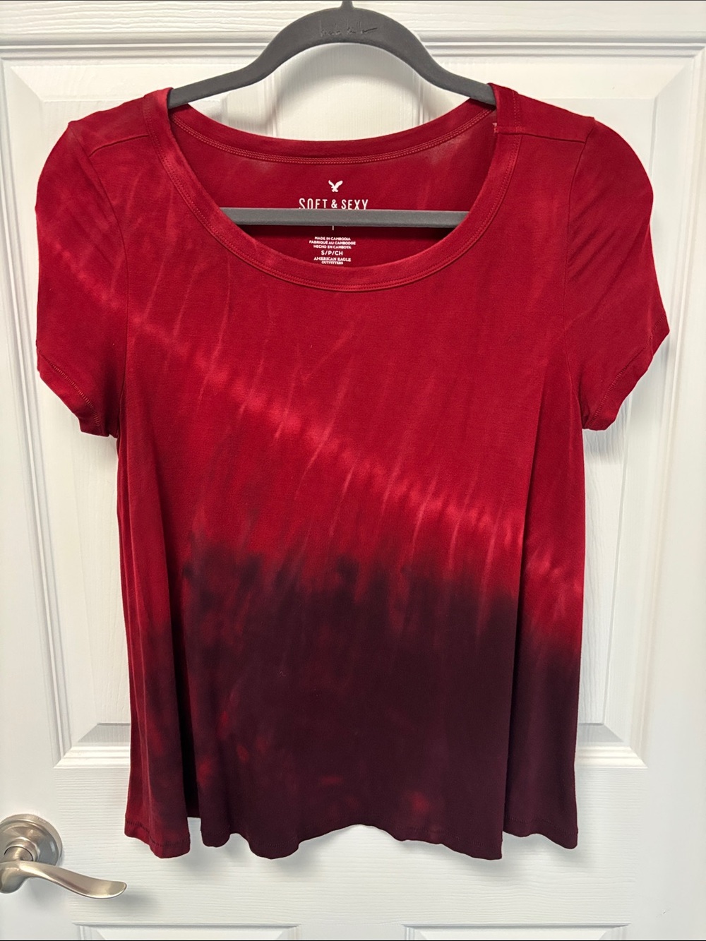 Women's Red “Tie dye” Short Sleeve Tee